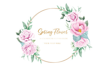 Floral Roses Wreath watercolor Design 