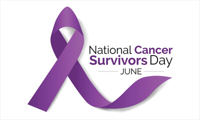 National Cancer Survivors day observed each year on First Sunday in June .lavender purple ribbons raising awareness vector .