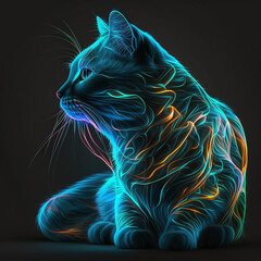 Neon cute cat animal picture Generative AI
