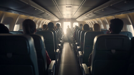 Passengers in the airplane. Generative Ai