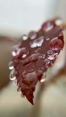 drop close-up on a red sheet, macro