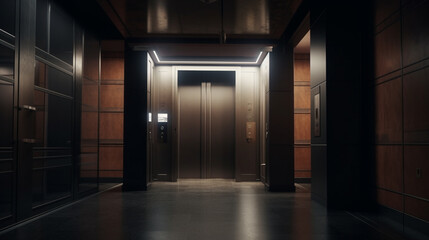 Fototapeta premium Closed elevator door . Generative Ai