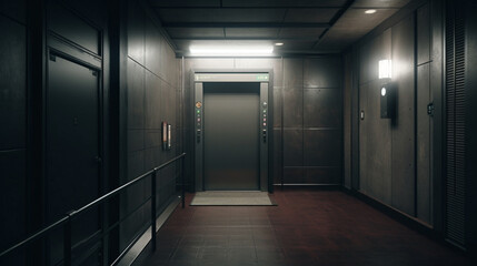 Fototapeta premium Closed elevator door . Generative Ai