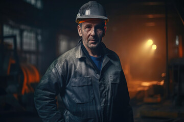 Worker of a metallurgical factory. Generative AI