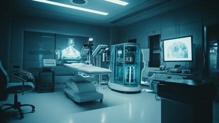 Medical room with modern technologies. Generative Ai