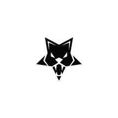 Star and wolf head combination. Logo design.