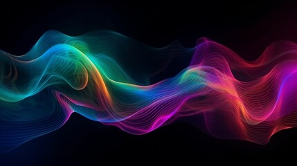 Obraz premium A gradient design background features an abstract fluid iridescent holographic neon curved wave in motion.