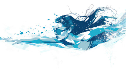 Woman Swimming. Generative AI