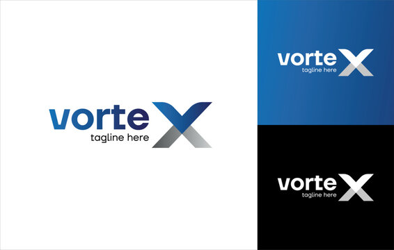 Minimalist V X logo design, vortex. Editable company name and colors. EPS vector file, unique logo template. Creative design.