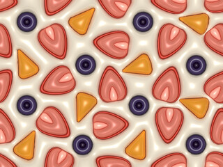 3Dのぷっくりしたフルーツパターン(プレーン)