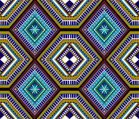 Colorful ethnic folk geometric seamless pattern in vector illustration design for fabric, mat, carpet, scarf, wrapping paper, tile and more
