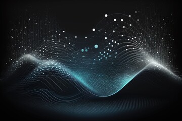Abstract wave with moving dots and lines, created with Generative Ai Technology