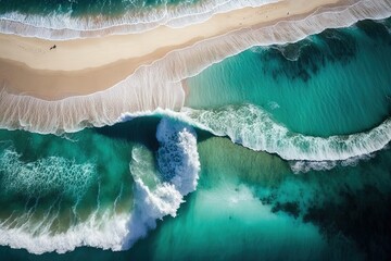 An aerial view of a beach and ocean, created with Generative Ai Technology
