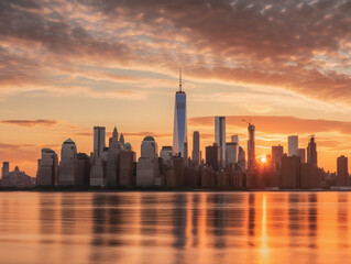 Fototapeta premium New York City Skyline in sunrise