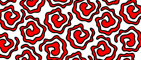 Swirls in cartoon comic style. Twisted goth pattern background. Goth abstract vector texture.