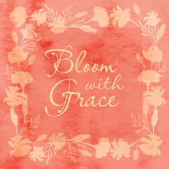 Isolated frame with hand drawn garden flowers