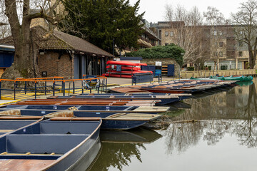 Punts used for punting on the river Cam. 