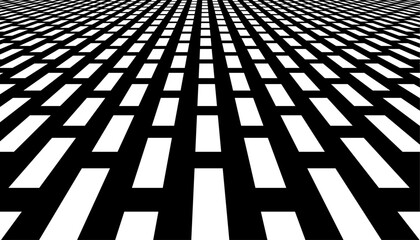 White and Black Geometric Pattern in Diminishing Perspective. Abstract Background.