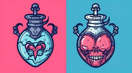 Love potion in fantasy and steampunk styles . Generative AI