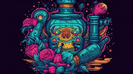 Love potion in fantasy and steampunk styles . Generative AI