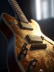 Fototapeta na wymiar A cinematic close-up shot of a guitar. Generative ai.