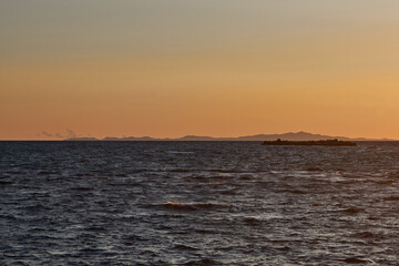 北海道　ノシャップ岬からの夕暮れの礼文島
