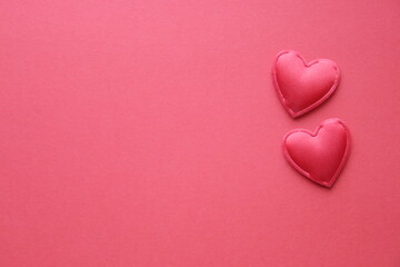 Red heart on a red background. Place for text. Valentine.