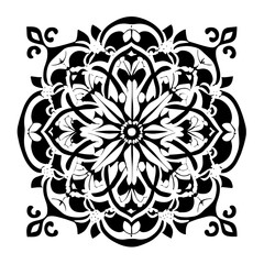 Floral Mandala Pattern Vector Black and White Design