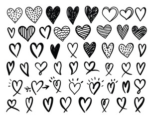 hand drawn heart shape doodles elements set heart pattern design heart decoration