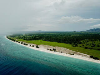 Aerial of Nyama Beach in Moa Island, Maluku Barat Daya Regency, Indonesia