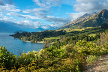 Fototapeta premium Mesmerizing views of the landscapes around Glenorchy the northern end of Lake Wakatipu in the South Island region of Otago, New Zealand.