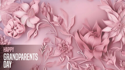 Happy Grandparents Day Elegant light pink floral multipurpose background. Generative Ai