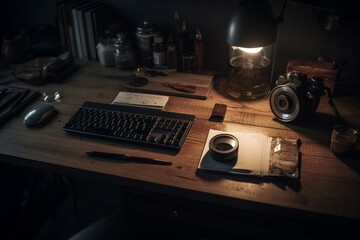 Fototapeta na wymiar A desk still life. Generative AI