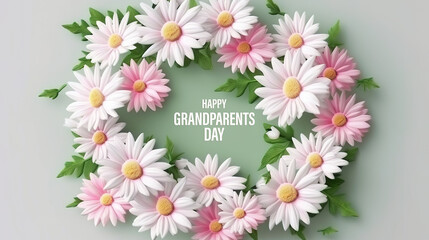 Happy Grandparents Day easter composition. easter eggs, flowers, paper blank. Generative Ai