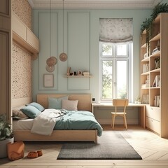 living room with a bed