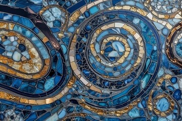 Fototapeta na wymiar Blue tiles, marble texture, background. Generative AI.
