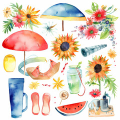 set of summer pictures, clipart