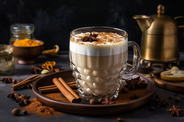 chai latte glass mug