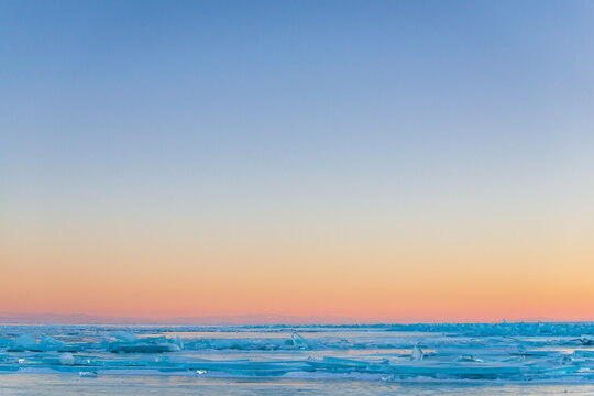 Lake Baikal at sunset in Sibera