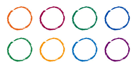 Doodle Scribble Crayon hand drawn Highlight Circles. Kid written with pencil, pen Colorful Highlighters for making attention (Full Vector)