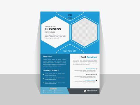 Modern business flyer template, blue Minimal Business flyer Presentation,.a4 size