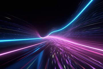 Fototapeta na wymiar abstract futuristic background with pink blue glowing neon moving high speed wave lines and bokeh lights. Data transfer concept Fantastic wallpaper, AI Genrative.