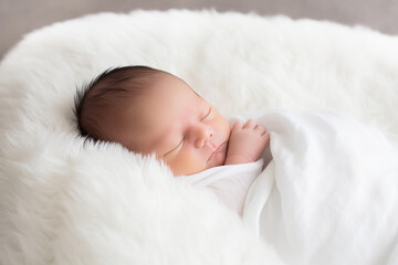 Fototapeta 眠っている日本人の赤ちゃんのニューボーンフォト obraz