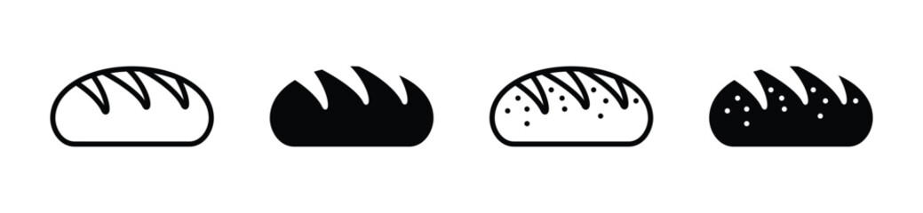Bread bakery icon vector set. Bread icon symbol in line and flat style. Bakery sign and symbol. Vector illustration
