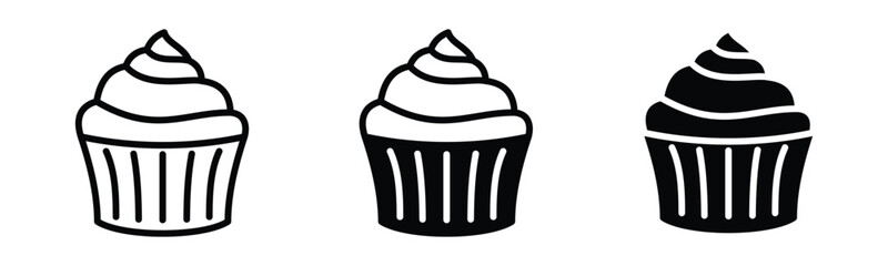 Cupcake bakery icon vector. Cupcake in line and flat style. Bakery sign and symbol. Vector illustration