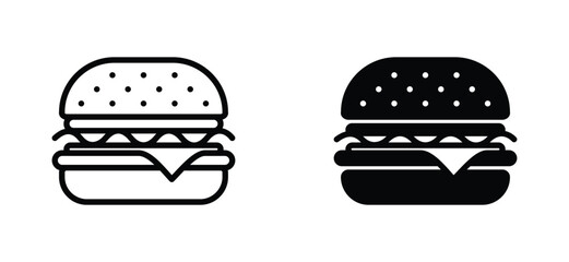 Hamburger icon vector. Delicious burger beef icon symbol in line and flat style. Bakery sign and symbol. Vector illustration