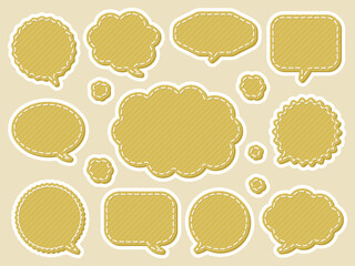 吹き出し11種セット　ステッチ＆ストライプ　イエロー