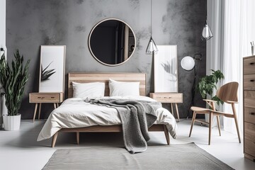 The Beauty of Minimalism: A Modern Bedroom Scandinavian influence , AI Generative