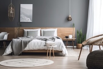 The Beauty of Minimalism: A Modern Bedroom Scandinavian influence , AI Generative