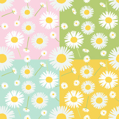 Fototapeta na wymiar 4 colors set of dandelion seamless pattern background.